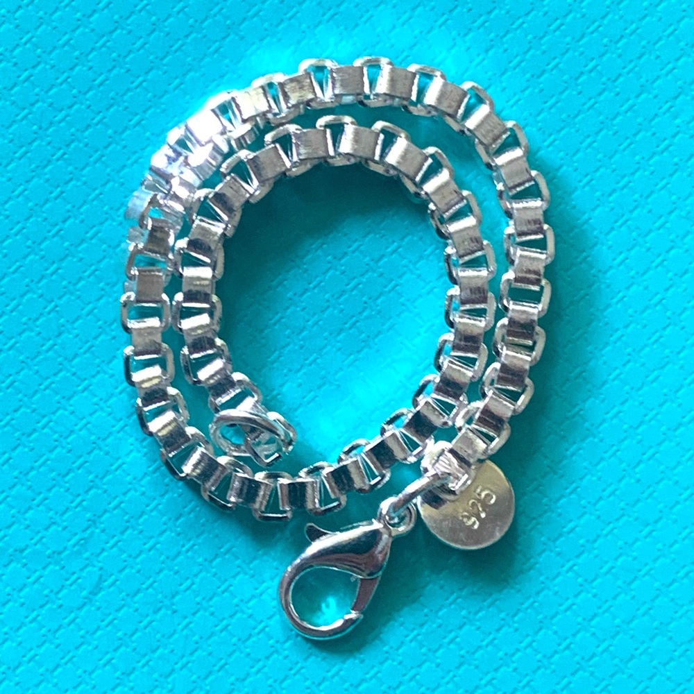 Tiffany INSPIRED 4mm Venetian Link Bracelet In 925 Sterling Silver 8” (inch)